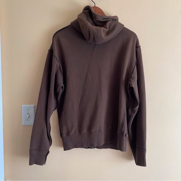 Y2K 725 Originals Full Zip Sweatshirt Woman XL Brown Dragon Streetwear Raw Hems - Picture 7 of 15